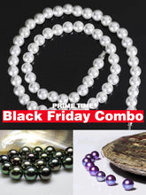 【Black Friday Combo】1 Black Tahitian+1 Full string White edison necklace(12mm)+3 random edison clams —tiktok live