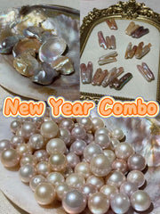 [NEW YEAR COMBO] 1 Champagne rose+ 1 Polychrome grass shaped pearl+ 1 Petal shaped pearl